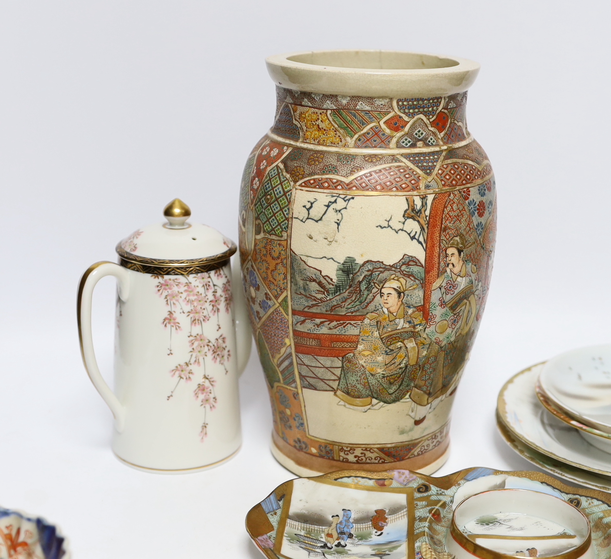 A group of various Japanese ceramics including Satsuma, Imari etc.